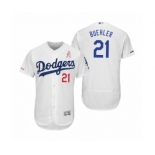 Men's Walker Buehler Los Angeles Dodgers #21 White 2019 Mother's Day Flex Base Home Jersey