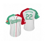 Mlb #22 Clayton Kershaw Los Angeles Dodgers Two-Tone Mexican Heritage Night Cool Base Jersey