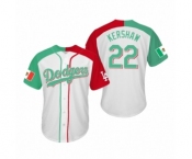 Mlb #22 Clayton Kershaw Los Angeles Dodgers Two-Tone Mexican Heritage Night Cool Base Jersey