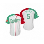 Mlb #5 Corey Seager Los Angeles Dodgers Two-Tone Mexican Heritage Night Cool Base Jersey