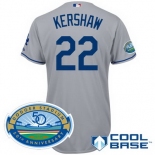 mlb Los Angeles Dodgers #22 Kershaw grey(Cool Base 50th Anniversary)