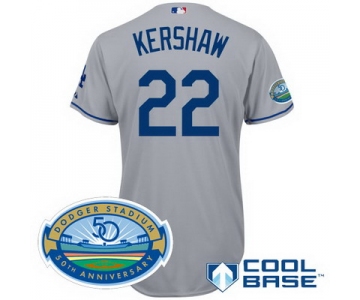 mlb Los Angeles Dodgers #22 Kershaw grey(Cool Base 50th Anniversary)