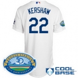 mlb Los Angeles Dodgers #22 Kershaw white(Cool Base 50th Anniversary)