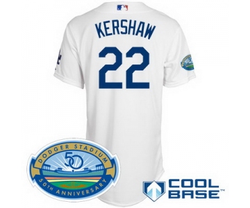 mlb Los Angeles Dodgers #22 Kershaw white(Cool Base 50th Anniversary)