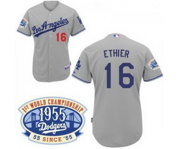 mlb Los Angels Dodgers #16 Ethier Grey(50th Patch)