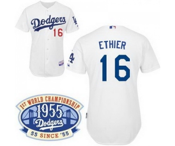 mlb Los Angels Dodgers #16 Ethier white(50th Patch)