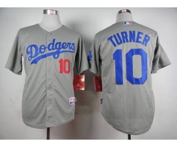 mlb jerseys los angeles dodgers #10 turner grey