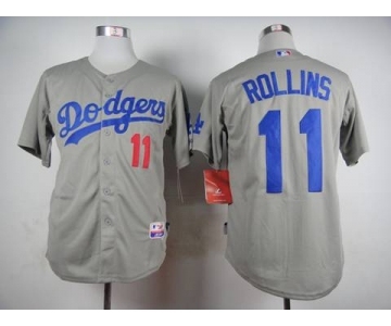 mlb jerseys los angeles dodgers #11 rollins grey