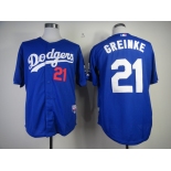 mlb jerseys los angeles dodgers #21 greinke blue[cool base]