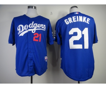 mlb jerseys los angeles dodgers #21 greinke blue[cool base]