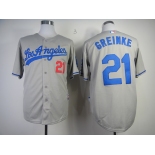 mlb jerseys los angeles dodgers #21 greinke grey[cool base]