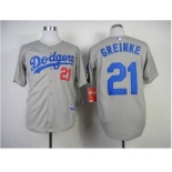 mlb jerseys los angeles dodgers #21 greinke grey[new]