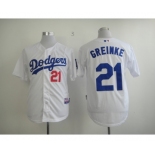 mlb jerseys los angeles dodgers #21 greinke white