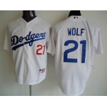 mlb jerseys los angeles dodgers #21 manny wolf white W