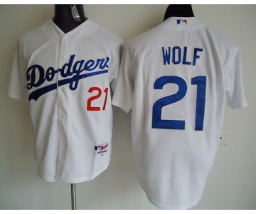 mlb jerseys los angeles dodgers #21 manny wolf white W