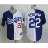 mlb jerseys los angeles dodgers #22 kershaw white-blue[split]