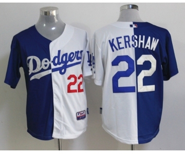 mlb jerseys los angeles dodgers #22 kershaw white-blue[split]