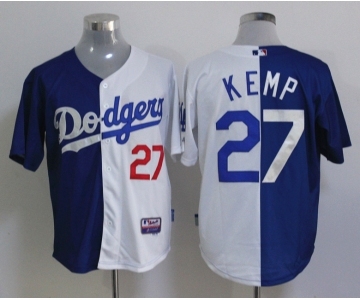 mlb jerseys los angeles dodgers #27 kemp white-blue[split]