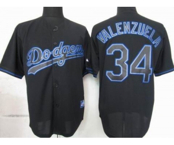 mlb jerseys los angeles dodgers #34 valenzuela black fashion