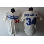 mlb jerseys los angeles dodgers #34 valenzuela cream m&n