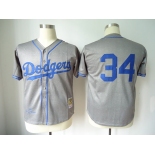 mlb jerseys los angeles dodgers #34 valenzuela grey m&n