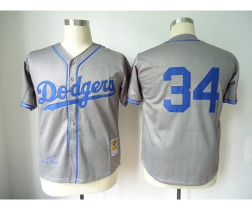 mlb jerseys los angeles dodgers #34 valenzuela grey m&n