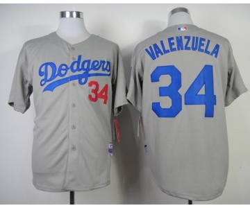 mlb jerseys los angeles dodgers #34 valenzuela grey[2014 new]