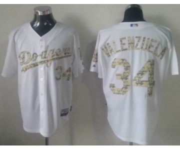 mlb jerseys los angeles dodgers #34 valenzuela white[number camo]