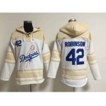 mlb jerseys los angeles dodgers #42 robinson white[pullover hooded sweatshirt]