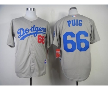 mlb jerseys los angeles dodgers #66 puig grey[new]