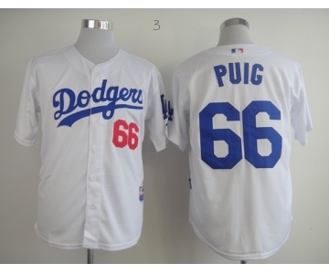 mlb jerseys los angeles dodgers #66 puig white[cool base]