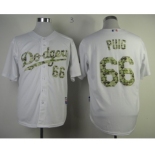 mlb jerseys los angeles dodgers #66 puig white[number camo]