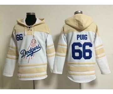 mlb jerseys los angeles dodgers #66 puig white[pullover hooded sweatshirt]