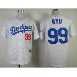 mlb jerseys los angeles dodgers #99 ryu white[ryu]