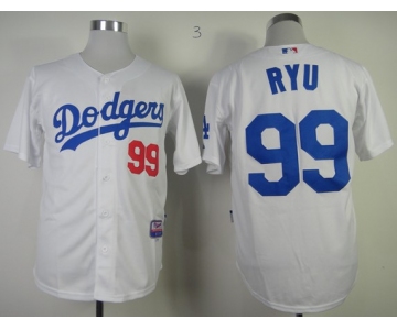 mlb jerseys los angeles dodgers #99 ryu white[ryu]