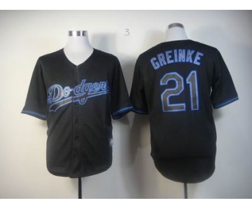 mlb los angeles dodgers #21 greinke black fashion