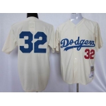 mlb los angeles dodgers #32 koufax cream m&n