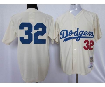 mlb los angeles dodgers #32 koufax cream m&n