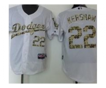 mlb los angels dodgers #22 clayton kershaw white[number camo]