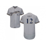 Men Milwaukee Brewers #12 Stephen Vogt Grey Flexbase Authentic Collection Stitched MLB Jersey