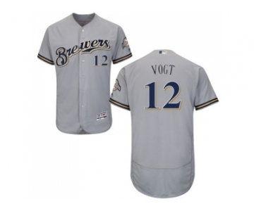 Men Milwaukee Brewers #12 Stephen Vogt Grey Flexbase Authentic Collection Stitched MLB Jersey