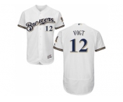 Men Milwaukee Brewers #12 Stephen Vogt White Flexbase Authentic Collection Stitched MLB Jersey