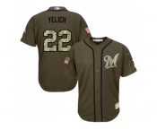 Men Milwaukee Brewers #22 Christian Yelich Green Salute to Service Stitched MLB Jersey