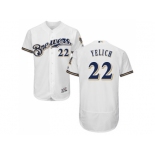 Men Milwaukee Brewers #22 Christian Yelich White Flexbase Authentic Collection Stitched MLB Jersey