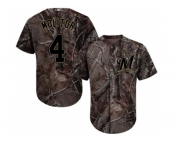 Men Milwaukee Brewers #4 Paul Molitor Camo Realtree Collection Cool Base Stitched MLB Jersey