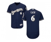 Men Milwaukee Brewers #6 Lorenzo Cain Navy Blue Flexbase Authentic Collection Stitched MLB Jersey