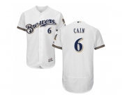 Men Milwaukee Brewers #6 Lorenzo Cain White Flexbase Authentic Collection Stitched MLB Jersey