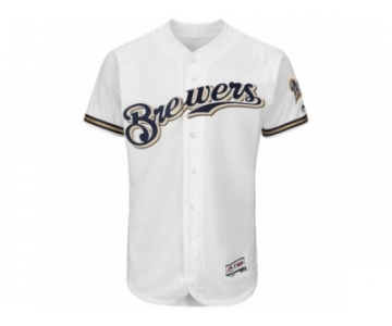 Men Milwaukee Brewers Majestic Home Blank White Flex Base Authentic Collection Team Jersey