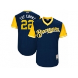 Men's 2017 Little League World Series Brewers #22 Matt Garza The Count Navy Jersey