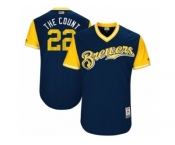 Men's 2017 Little League World Series Brewers #22 Matt Garza The Count Navy Jersey